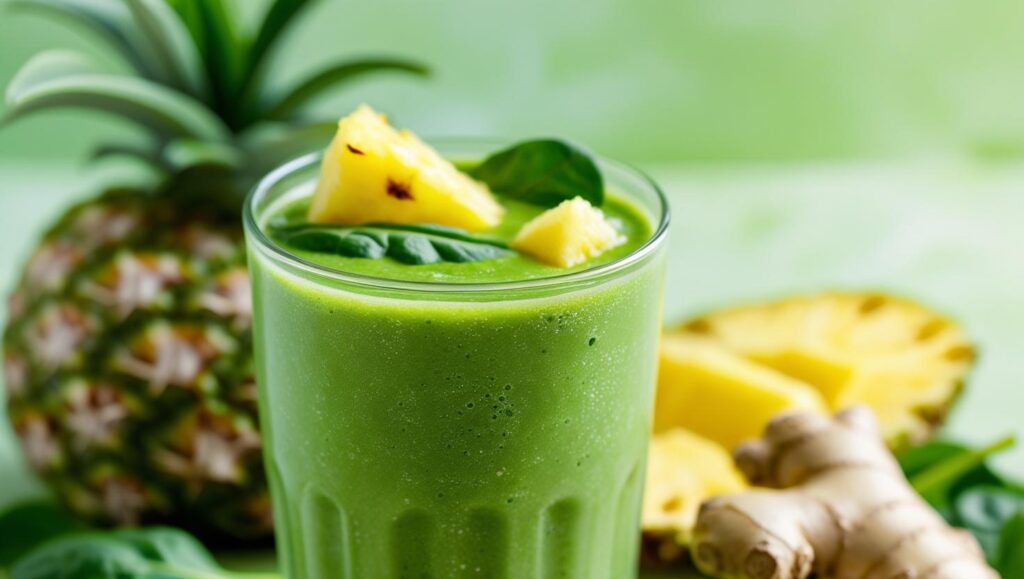 Green Smoothie (Pineapple, Spinach, and Ginger)